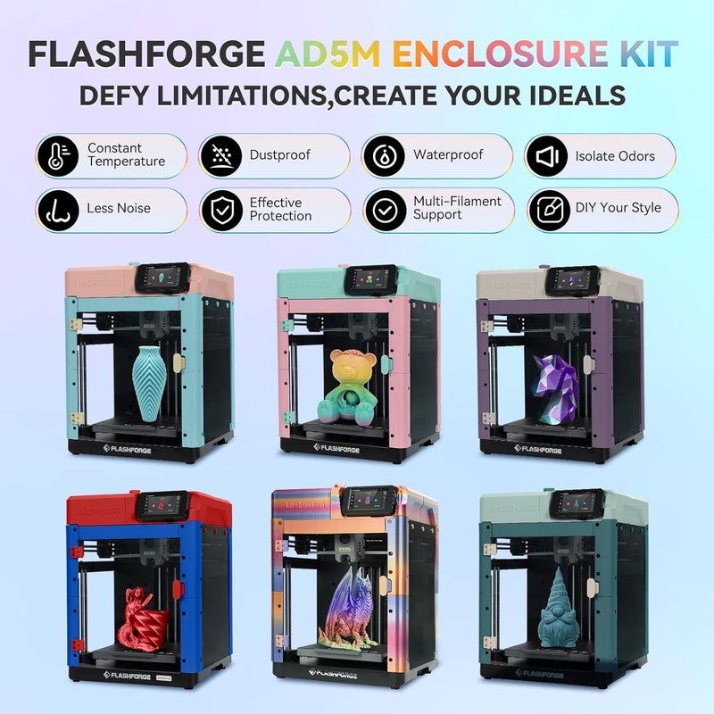 FLASHFORGE Adventurer 5M 3D Printer Enclosure Kit, DIY AD5M Enclosure Set, 3D Printer Enclosed Accessories, Constant Temperature, Odor Isolation, Dustproof and Noise Reduction,Supports Printing ASA,PC - Image 3